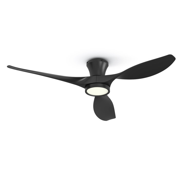 Jacara 52 Ceiling Fan with LED Lights Wrought Studio Finish Black with Walnut Blades